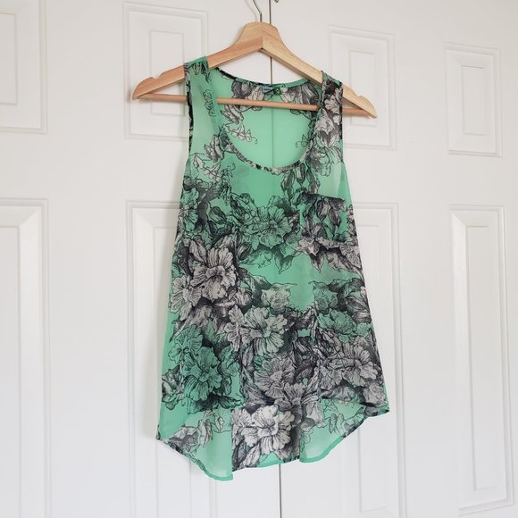 FARM RIO Sheer Cami - Rare print high-low racerback cami tank Size S - Picture 9 of 9